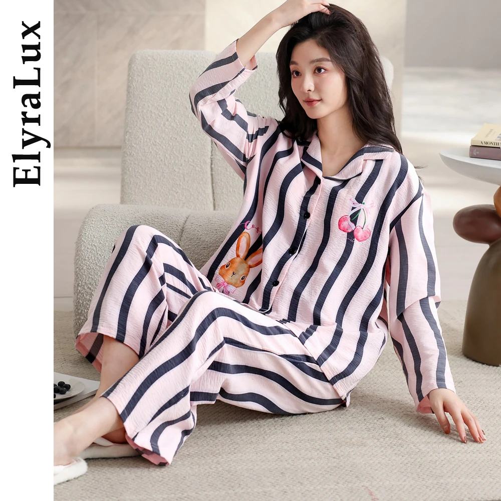 

Women's Cute Women's Sleepwear Stall Spring Autumn Winter Comfortable Home Clothes Set Soft Material Chinese Production