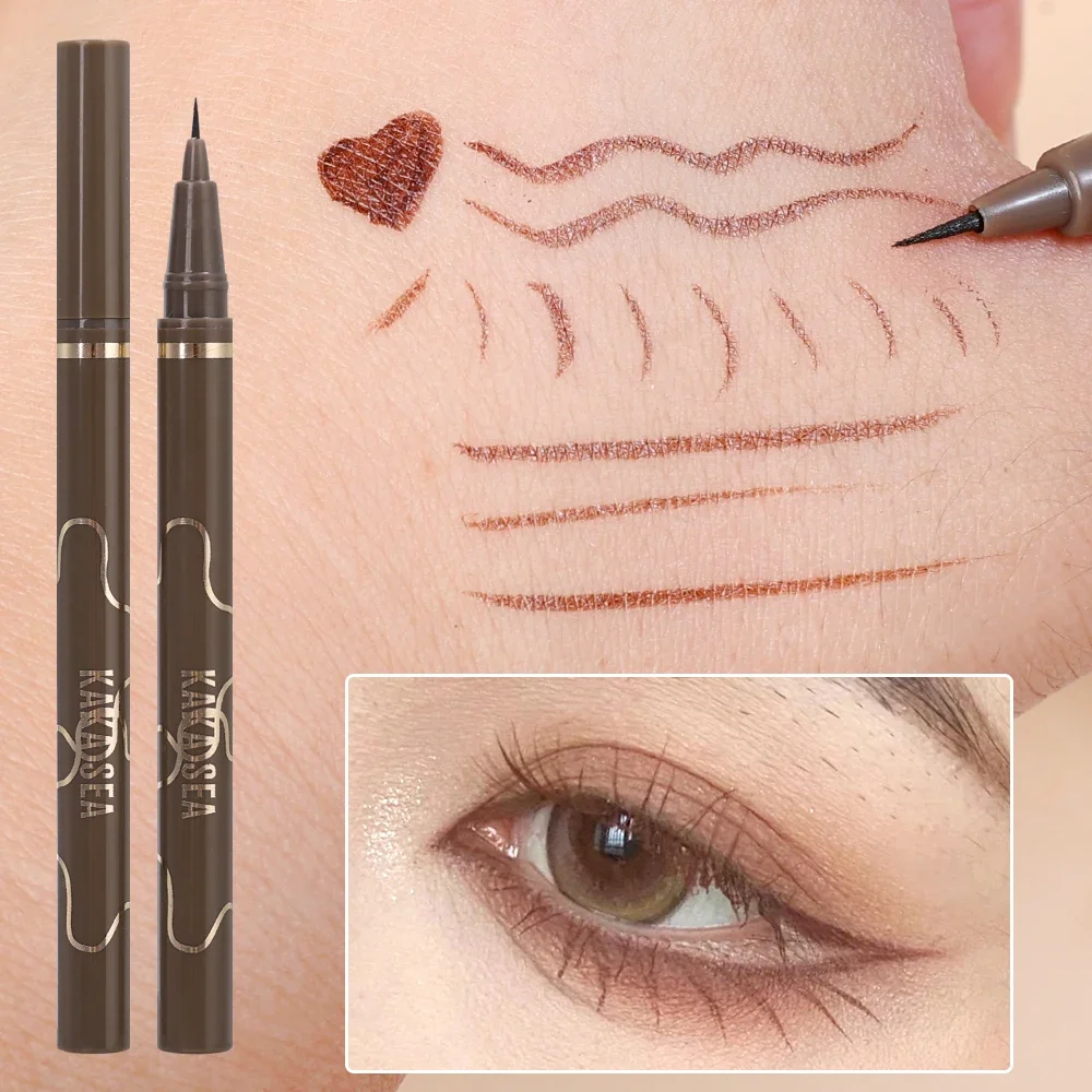 Waterproof Quick Dry Matte Liquid Eyeliner Pen Makeup Lasting Smooth Black Brown sdraiato baco da seta matita per ciglia inferiore cosmetici