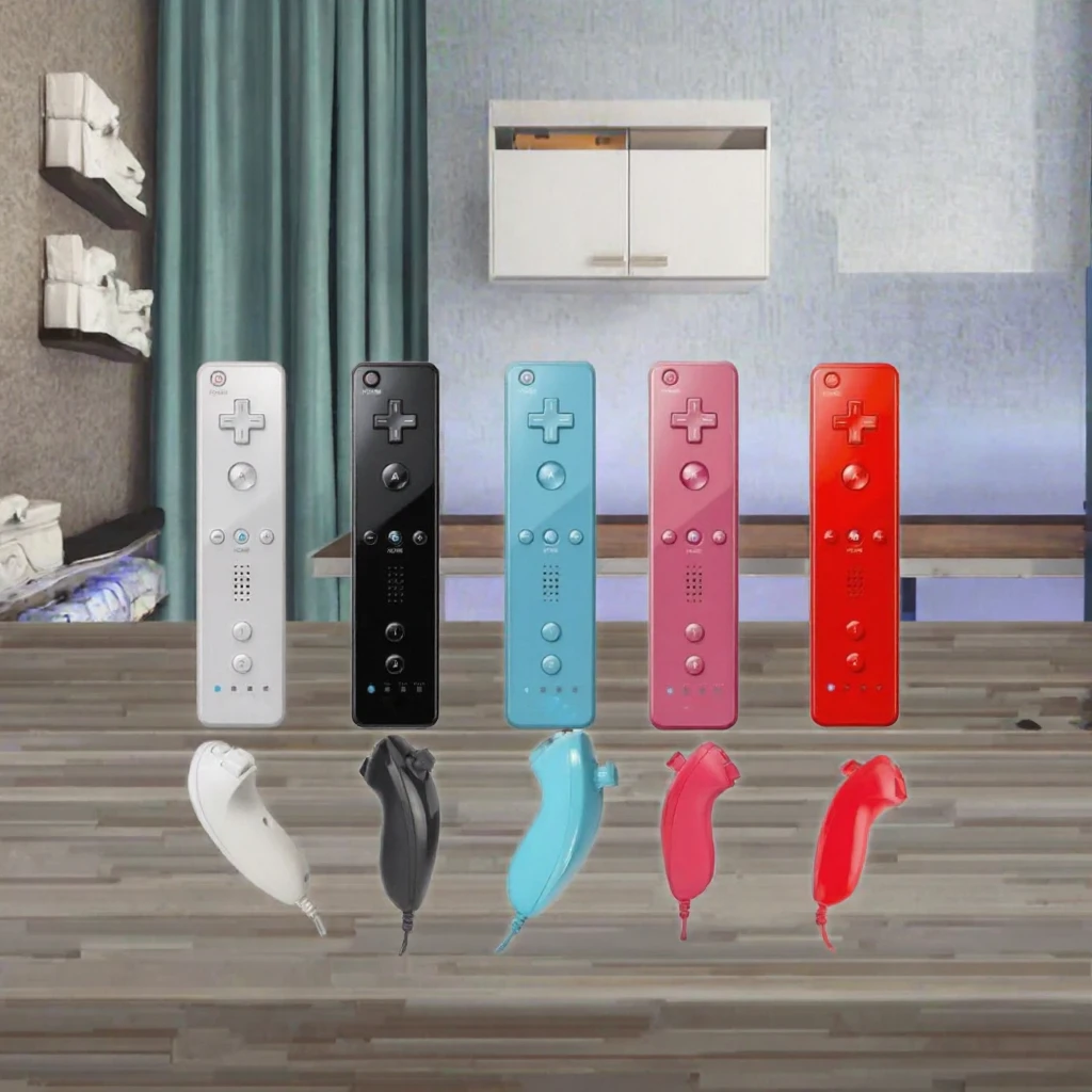 2-In-1 Wireless Joystick Remote with Vibrating Motor, Built-in Motion Plus Nunchakus Gamepad for Wii/Wii U