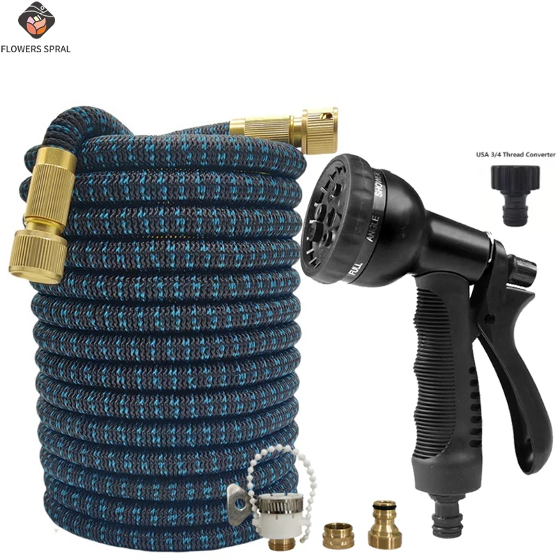 

Horticulture 3X Expansion Telescopic Hose High-Pressure 8-Function Car Wash Water Gun And Garden Irrigation Cleaning Tool
