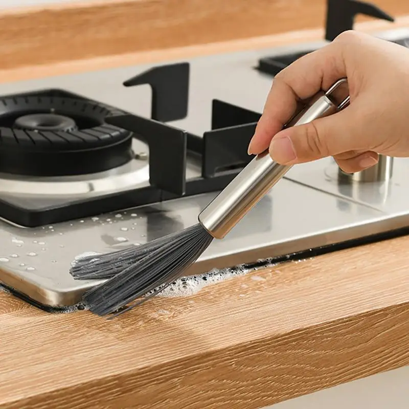Brosse de nettoyage multifonctionnelle à manche en acier pour la maison, la cuisine et la salle de bain, poils durables pour nettoyer en profondeur les taches tenaces
