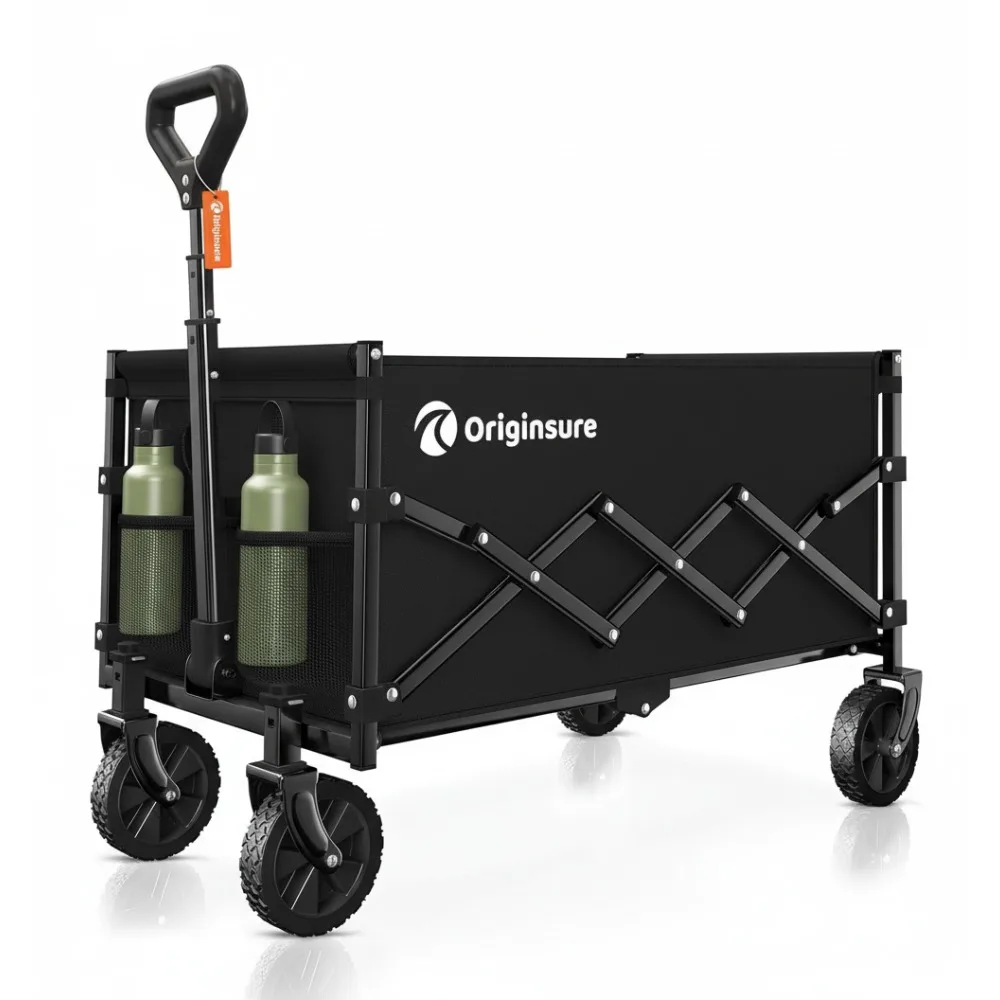 

Foldable Wagon Cart Lightweight Heavy Duty Portable Beach Utility Cart with Wheels for Camping Shopping Garden Sports