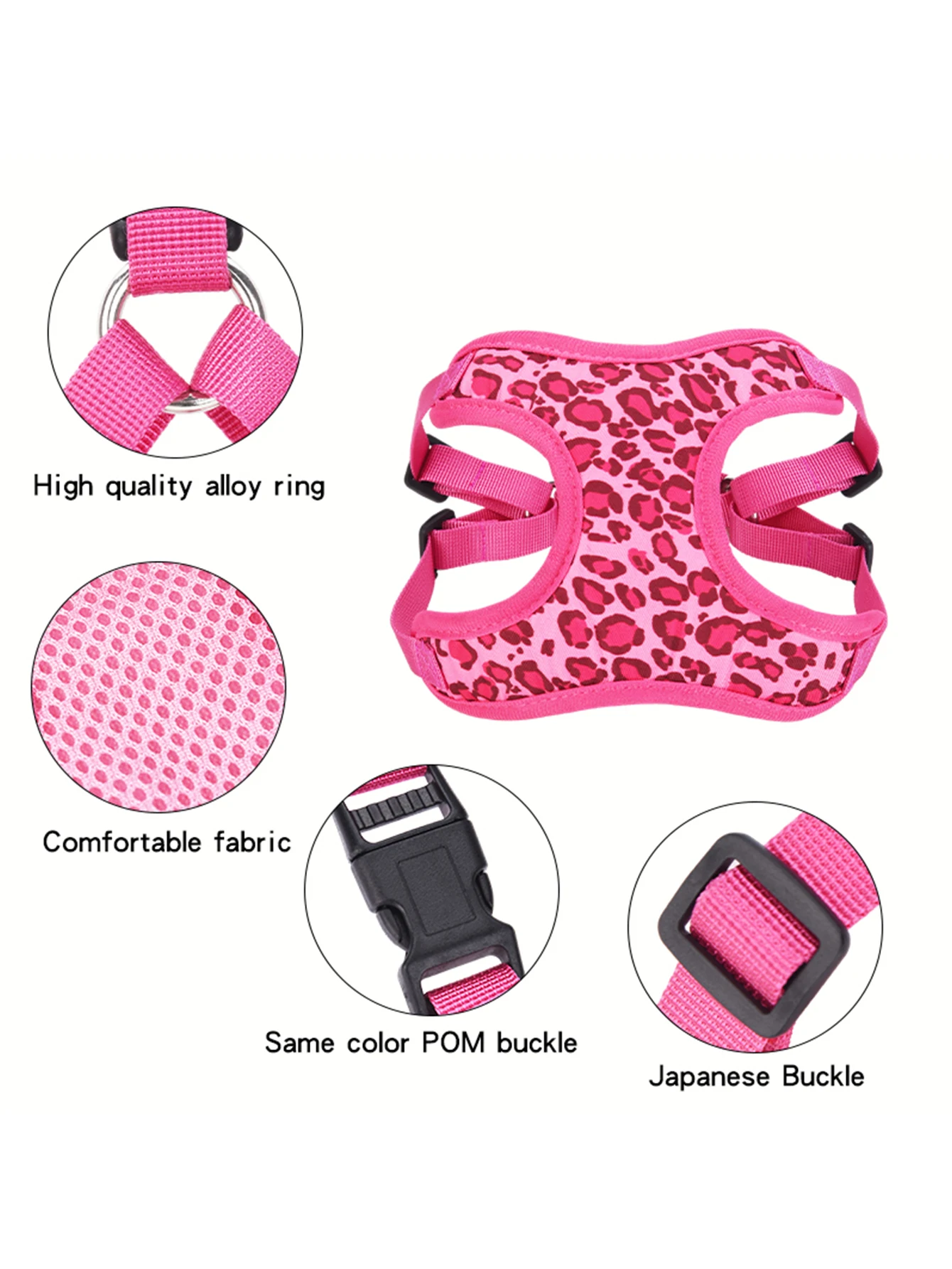 HP360 1pc Leopard Pet Harness Set,Adjustable Lightweight Pet Harness for Small Medium Dogs and Cats