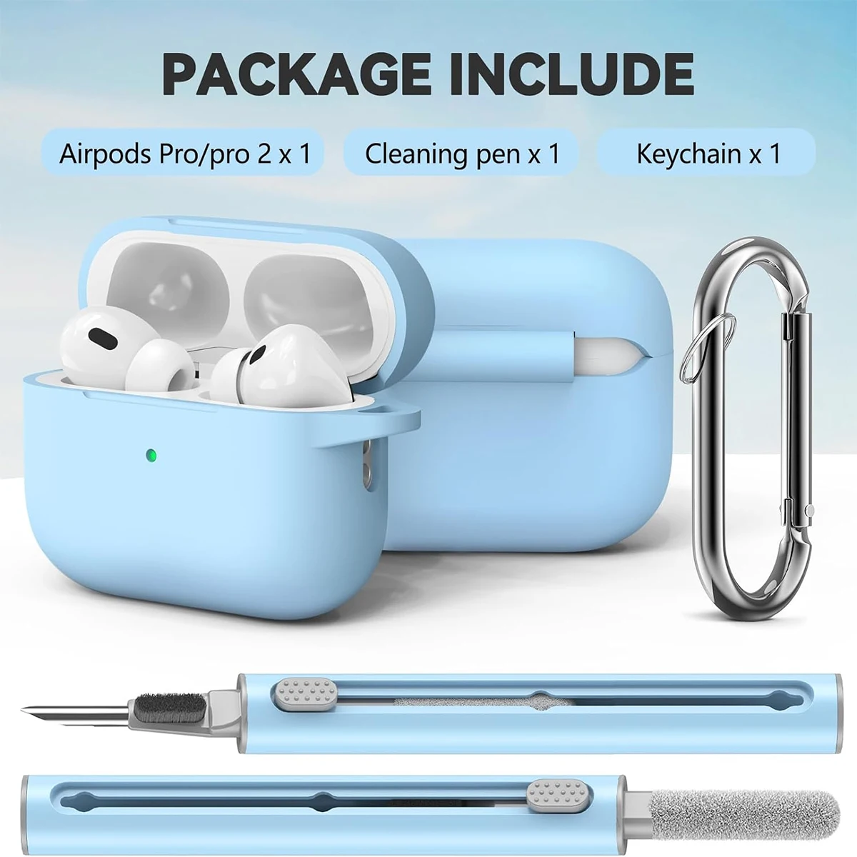 AirPods Pro 2nd/1st Gen Case Cover (2023/2022/2019) with Cleaner Kit,Soft Silicone Protective Cover for Apple AirPod Pro 2 Gener