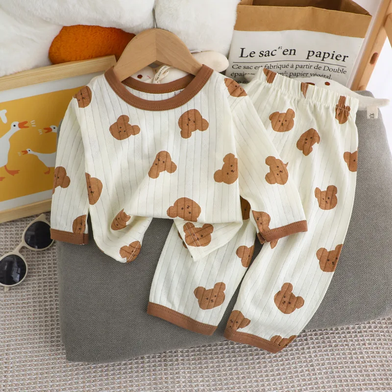 Children Loungewear Pajamas for Children Three Quarter Sleeves Lightweight Comfortable Fabric Sleepwear Outfit Homewear Clothes