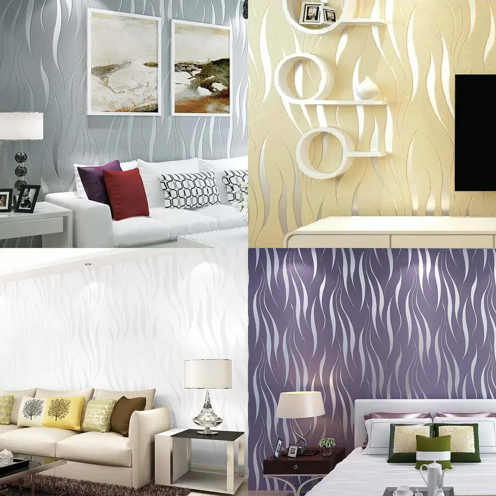 Simple and Fashionable Elegant Wavy Striped Gray TV Background Wallpaper Modern Living Room Sofa Nonwoven Wall Covering