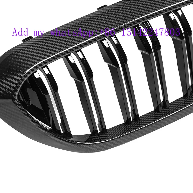 

For 5 Series M5 G30 F90 530i 540i Grill Dry Carbon Fiber Double Slat Front Bumper Grill Grille Mesh 2017-2020