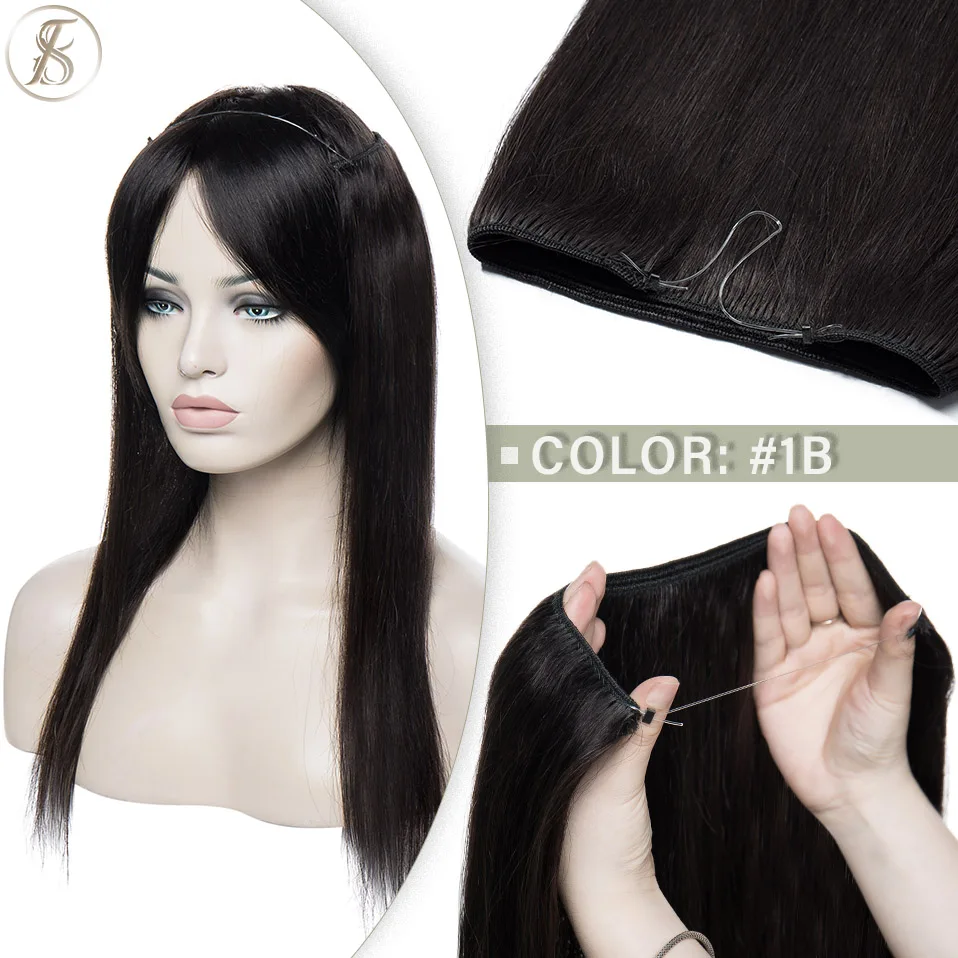 TESS Natürliche Haar Extensions Bundles Menschliches Haar 16-24inch 60g-80g Draht In Haar Extensions gerade Haarteil Unsichtbare Fisch Linie – Detail 8