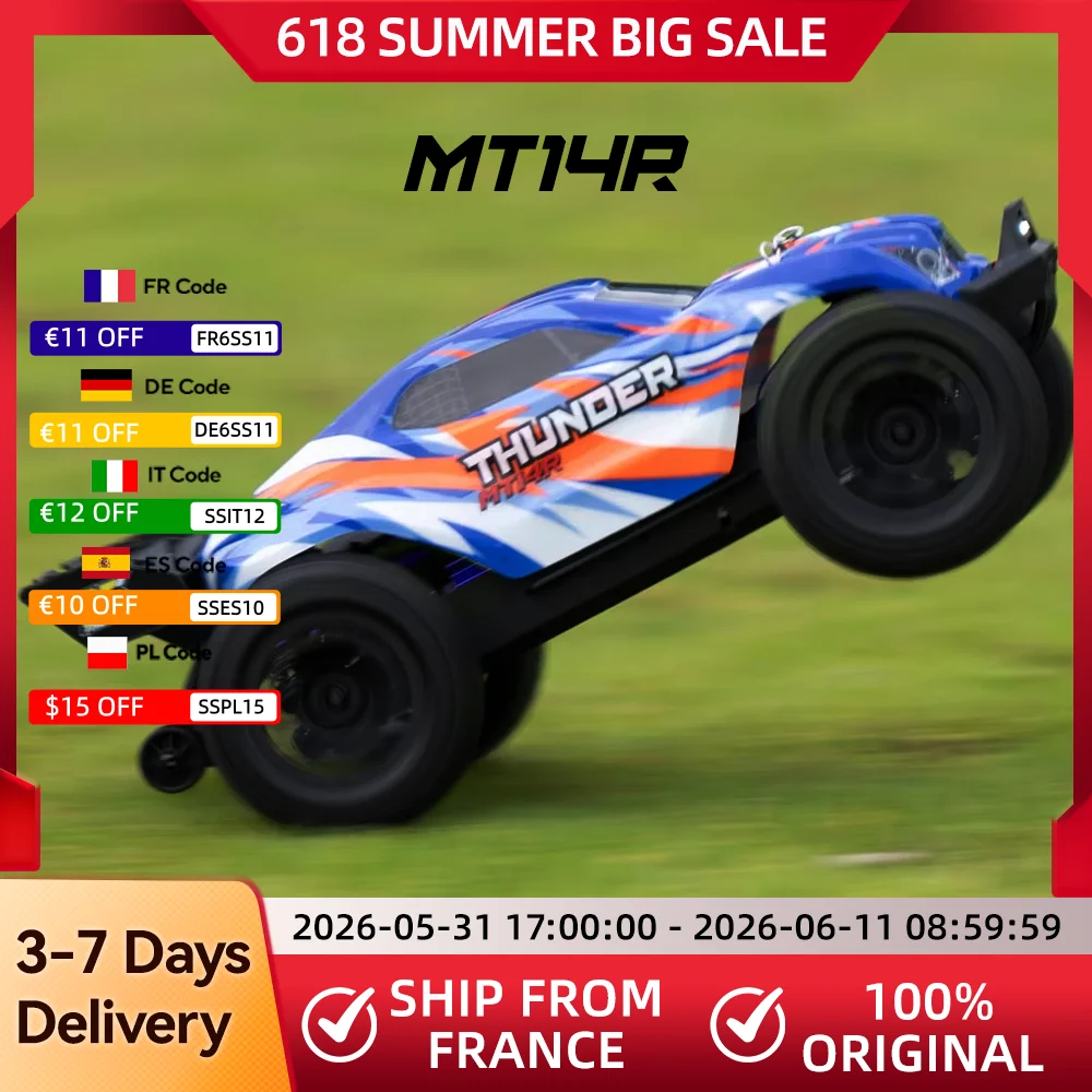 JIUSI MT14R PT14R 1/14 4WD Sin Escobillas 3600KV 80km/h Camioneta de Carreras Todoterreno de Alta Velocidad Control Remoto 2.4G Cargador Rápido de 25W 3S 35C 2200mAh Coche de Juguete Coche Teledirigido Playmobil
