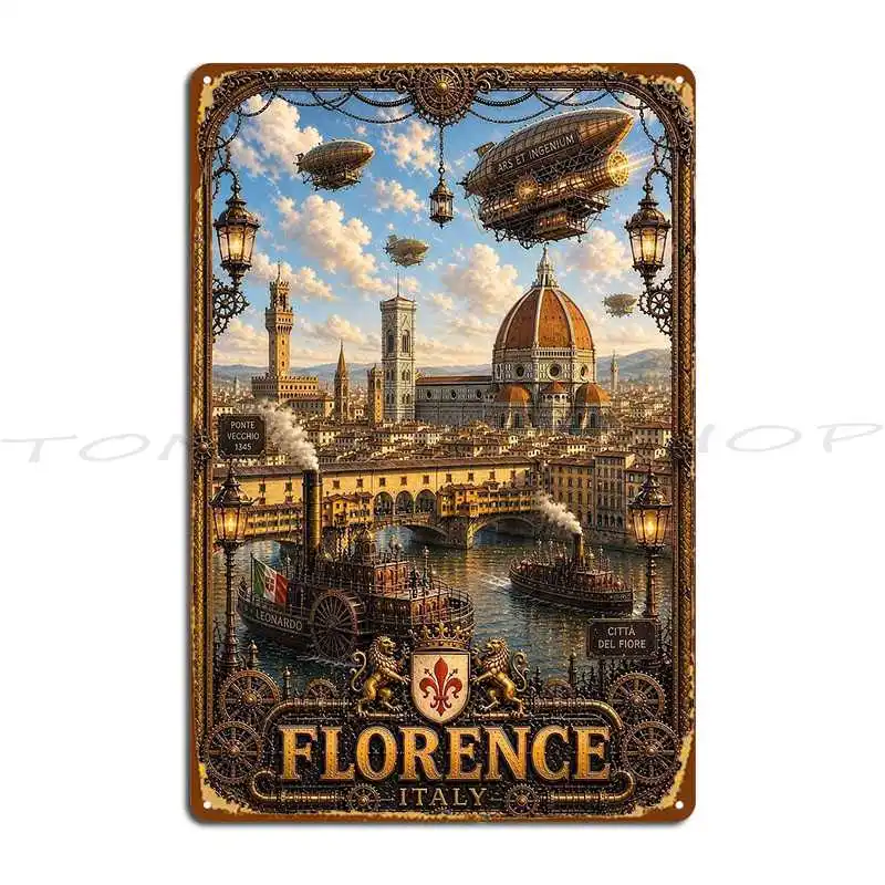 Empire Of Steam Florence Renaissance Machines Metal Plaque Poster Wall Cave Funny Vintage Character Tin Sign Poster