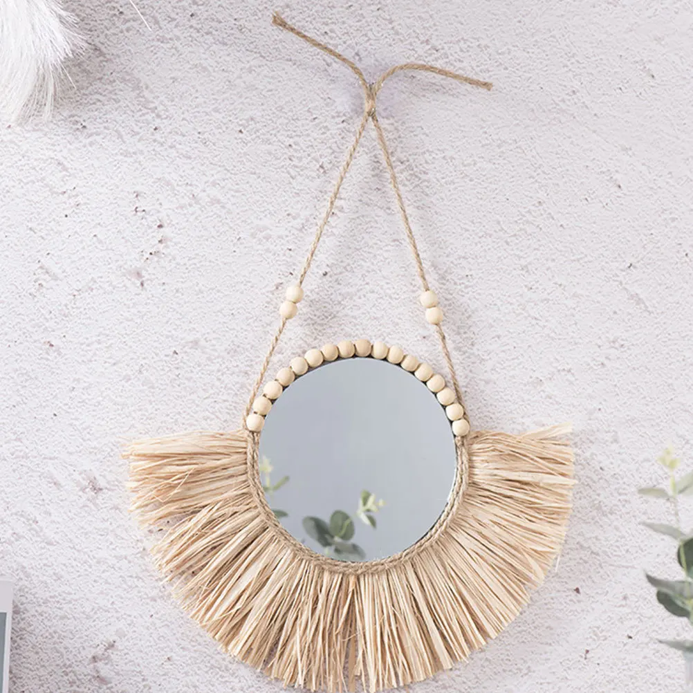 

Household Wall Mirror Pendant Rustic Circle Decoration Vanity Mirrors Apartment Style Home Decorative