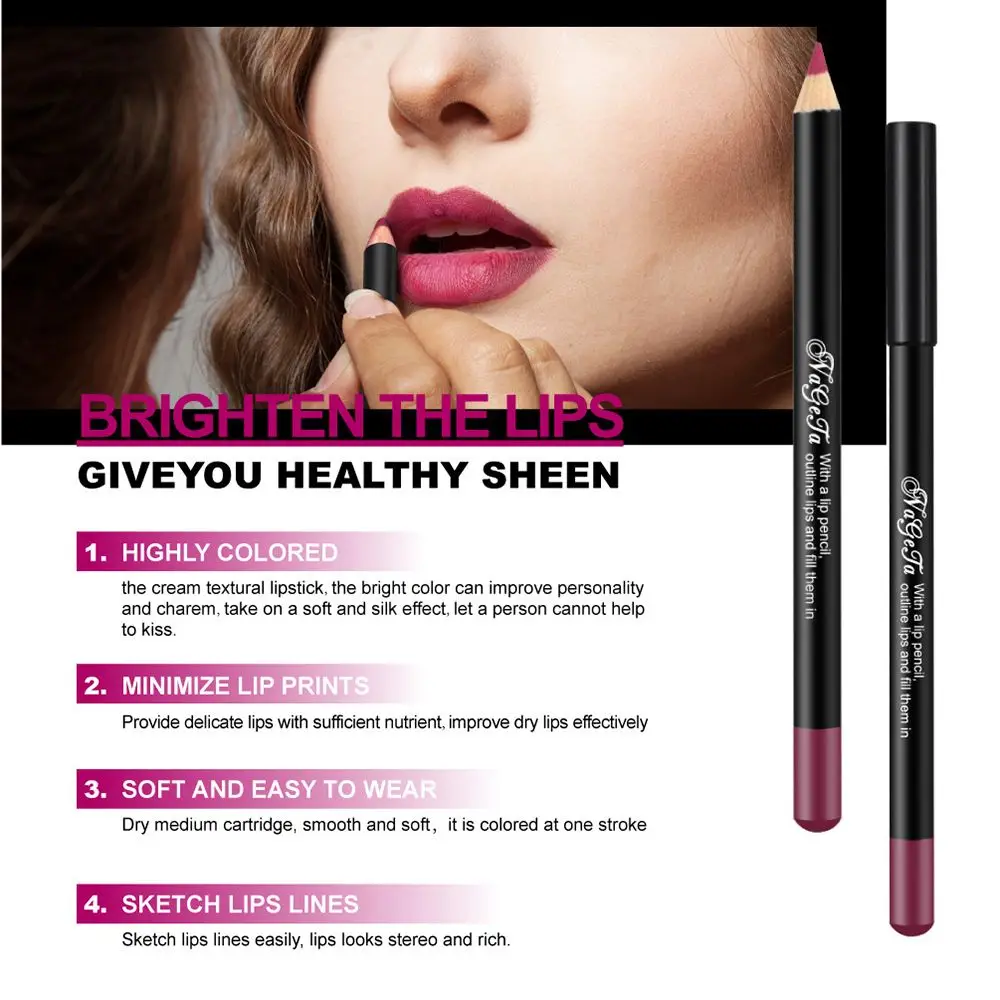 Natural Long Lasting Makeup เครื่องสําอางค์ Waterproof Matte Lip Liner ลิปสติกปากกาอายไลเนอร์ Lip Liner ดินสอ 12 สีสารพัน