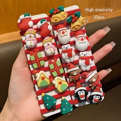 20 Christmas hair accessories with cute cartoon Santa Claus snowman and rubber bands suitable for Christmas use