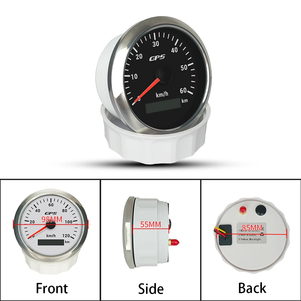 Tachimetro GPS Rhaxel 85mm 0-30KM 60MPH 200KM 200MPH Contachilometri con retroilluminazione a 7 colori per auto SUV Carrello elevatore Barca a vela