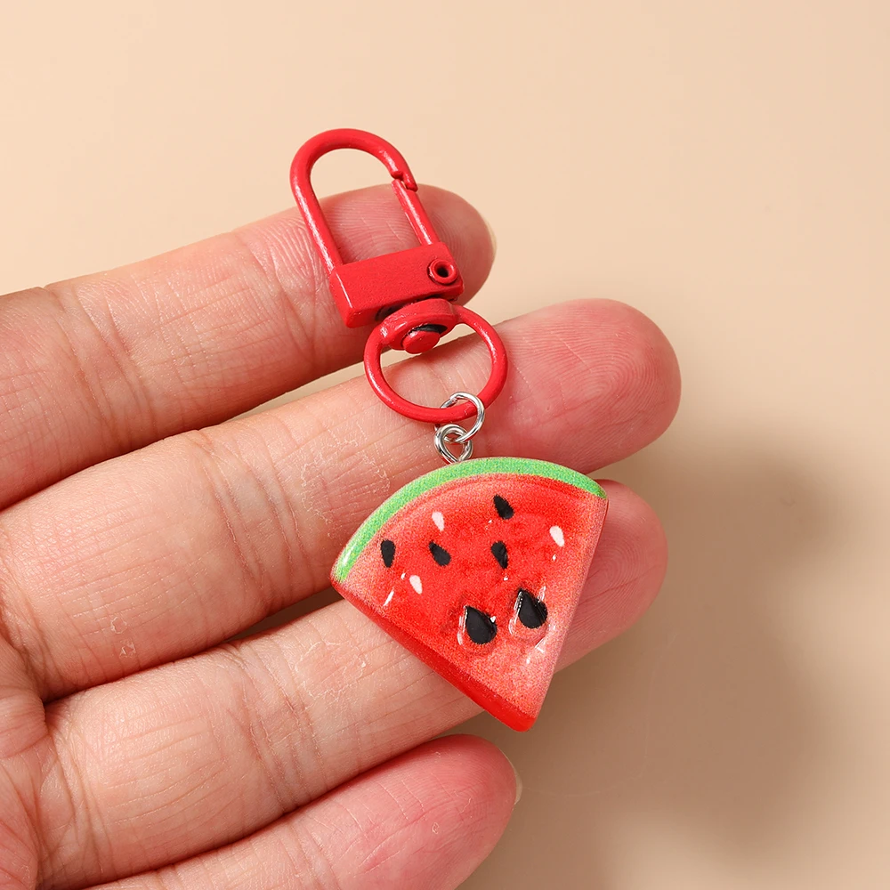 Aihua Niedlicher Harz-Simulations-Frucht-Schlüsselanhänger Zitrone Wassermelone Schlüsselring-Anhänger für Damen Mädchen Handtaschen-Deko Kinder-Schmuck Geschenke – Detail 4
