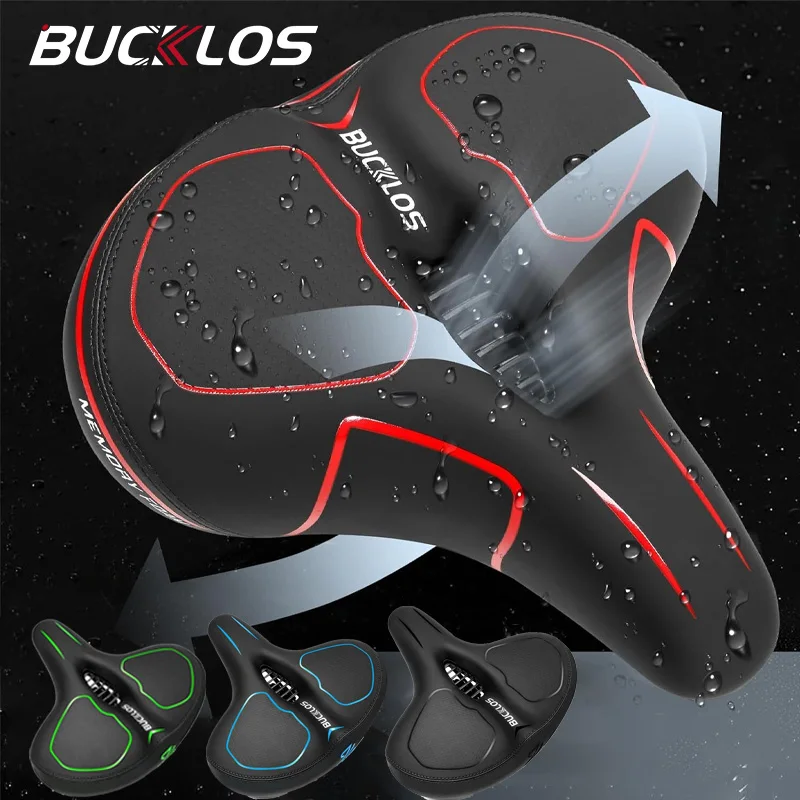 

BUCKLOS Hollow Breathable Bicycle Saddle Widen Thicken Road Cycling Seat Shock Absorbing Comfortable Big Butt MTB Road Bike Seat