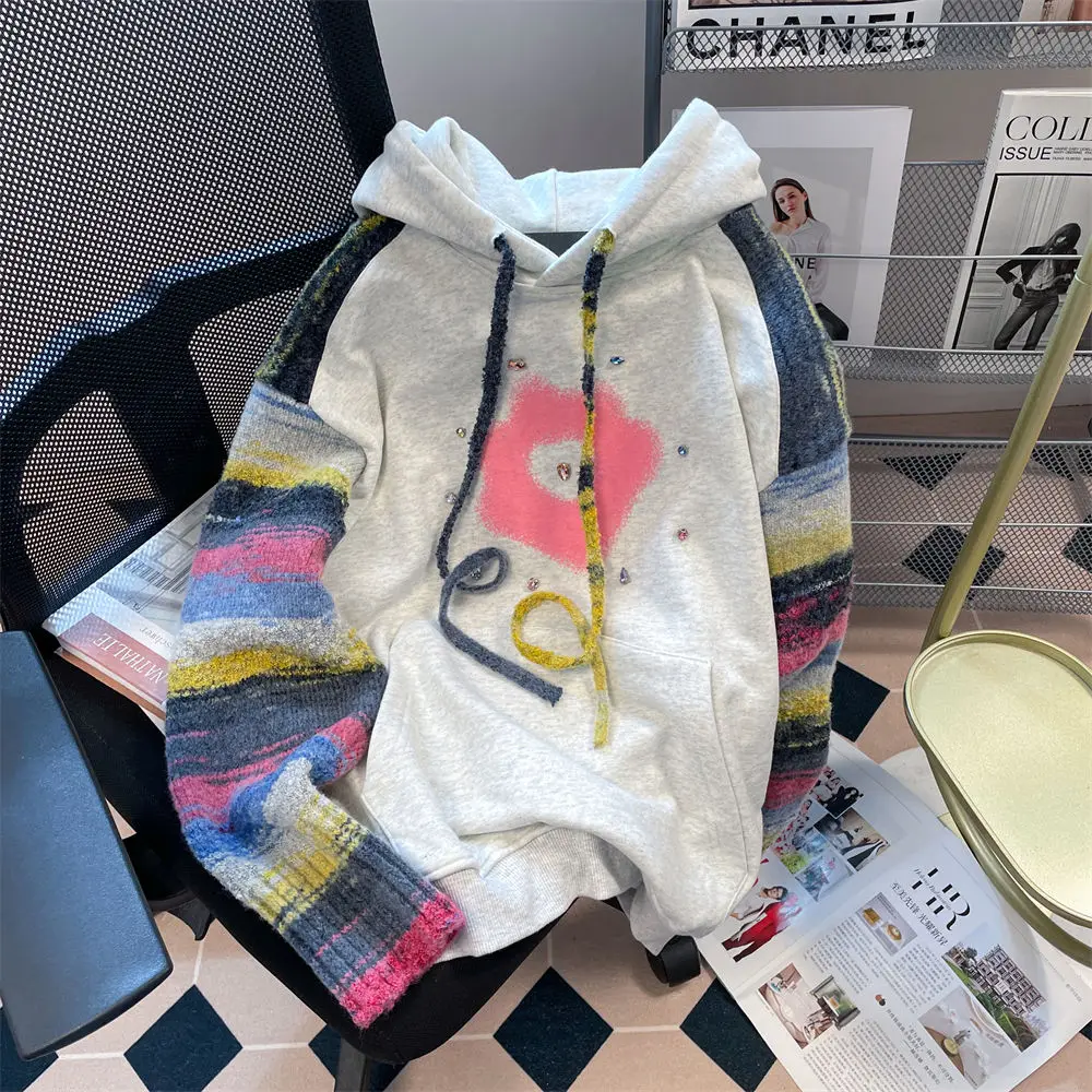 

Осенне-зимняя мужская толстовка-худи большого размера 300 Pou Dopane с вышивкой, вязаная, в стиле пэчворк, свободного кроя, высокого качества