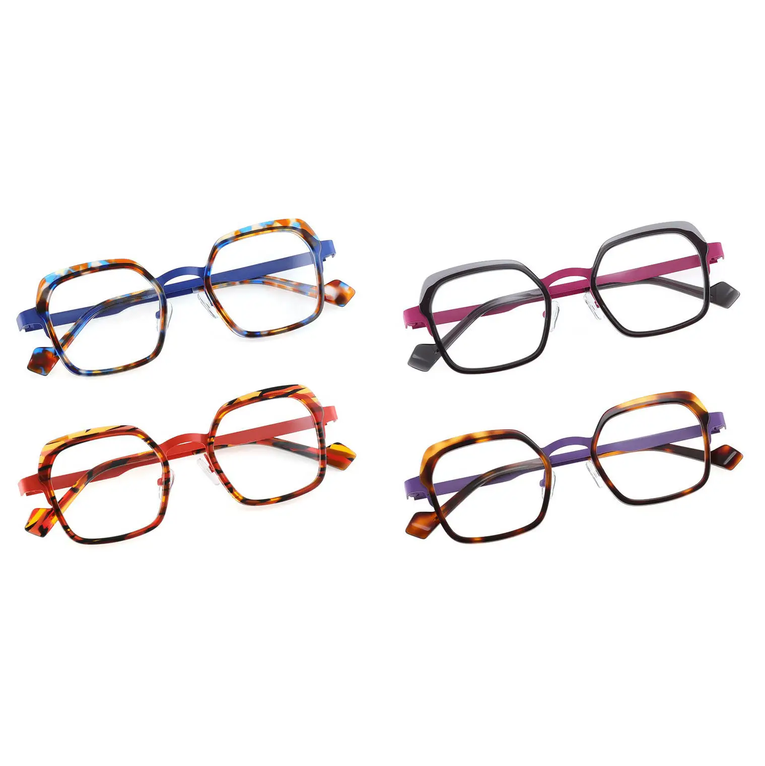 VZONE Luxury Acetate Metal Horn Rimmed Eyeglass Frame for Men And Women Blue Light Blocking Prescription Ready Computer Glasses