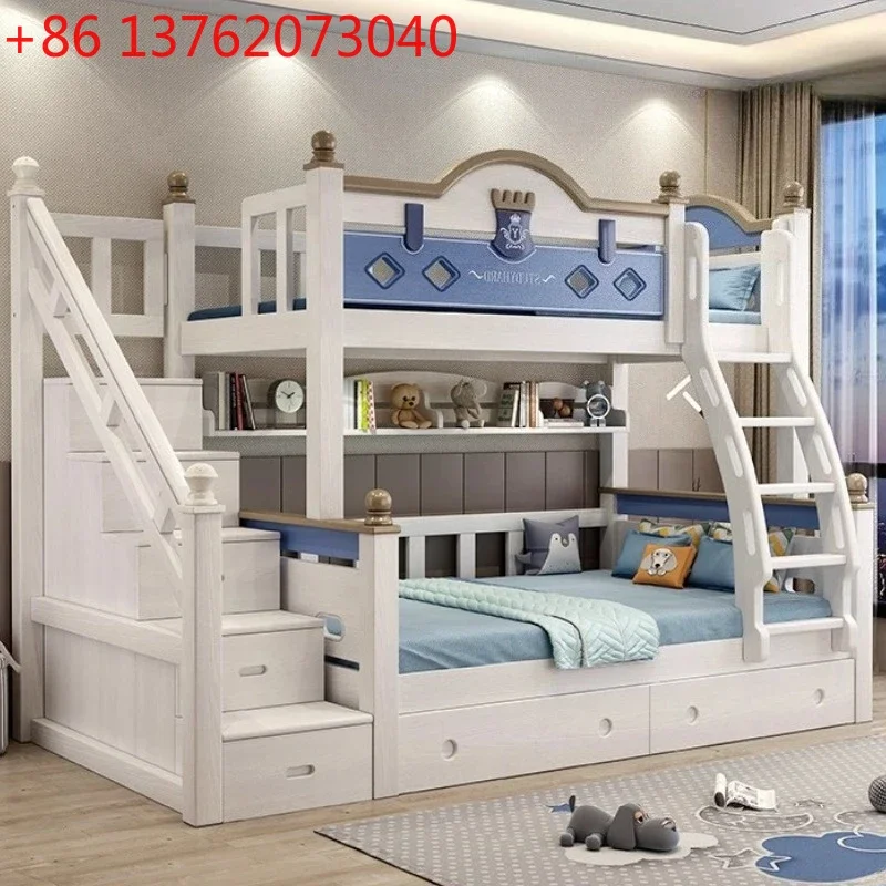 

bedroom furniture 150x200 cmSolid wood mother and child two layer high and low bed 2 people double beds bunk beds for kids