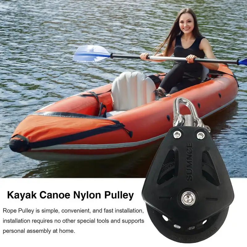 Pulley Wheel Heavy Duty Nylon Pulley For Canoe Universal Head Accessory For Kayak Canoe Sailboats Yacht Slide Rail Anchor Trolle