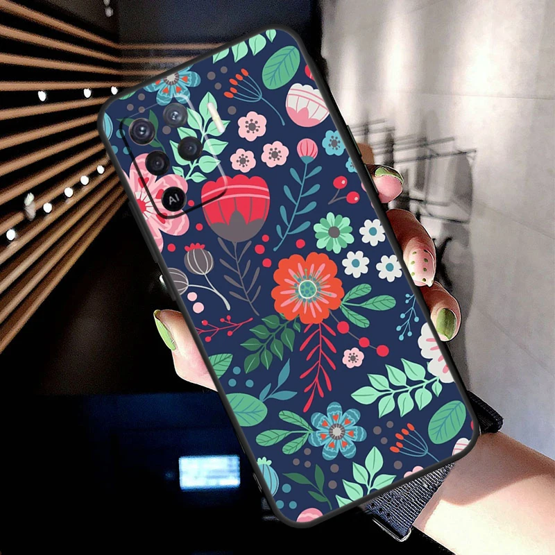 Floral Charm Secret Garden Case For OPPO A96 A76 A16 A94 A74 A54 A53 A57 S A15 A52 A72 A93 A5 A9 A31 A17 A77 A78 Coque