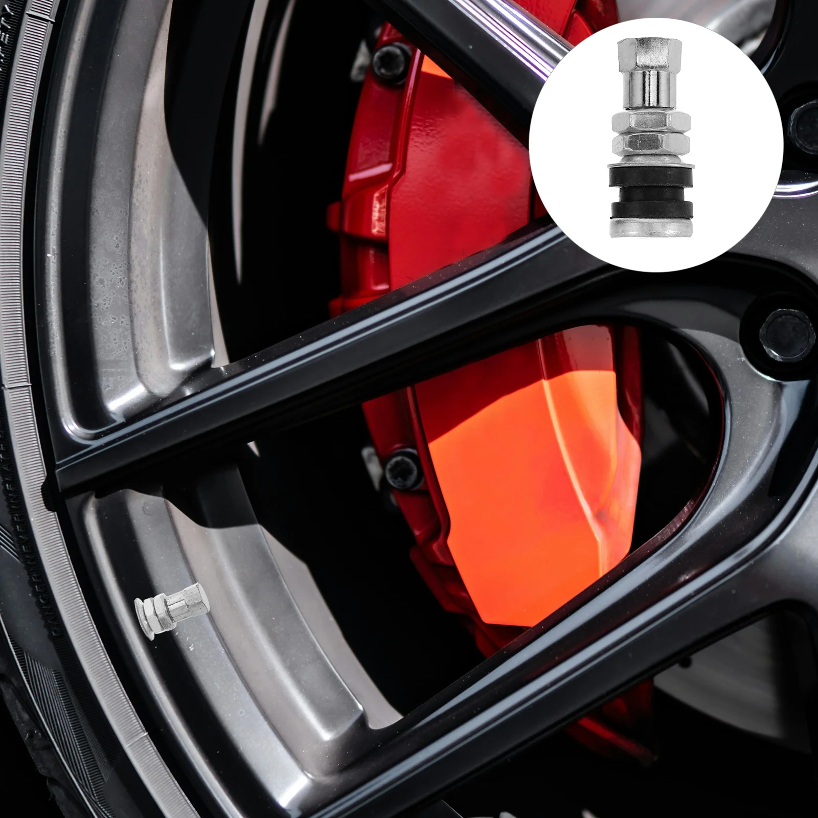 

4Pcs Motorcycle Tubeless Tire Valve Stems Metal Leakproof Air Valve Stem Replacement Kit for Electric Vehicle Car Accessories