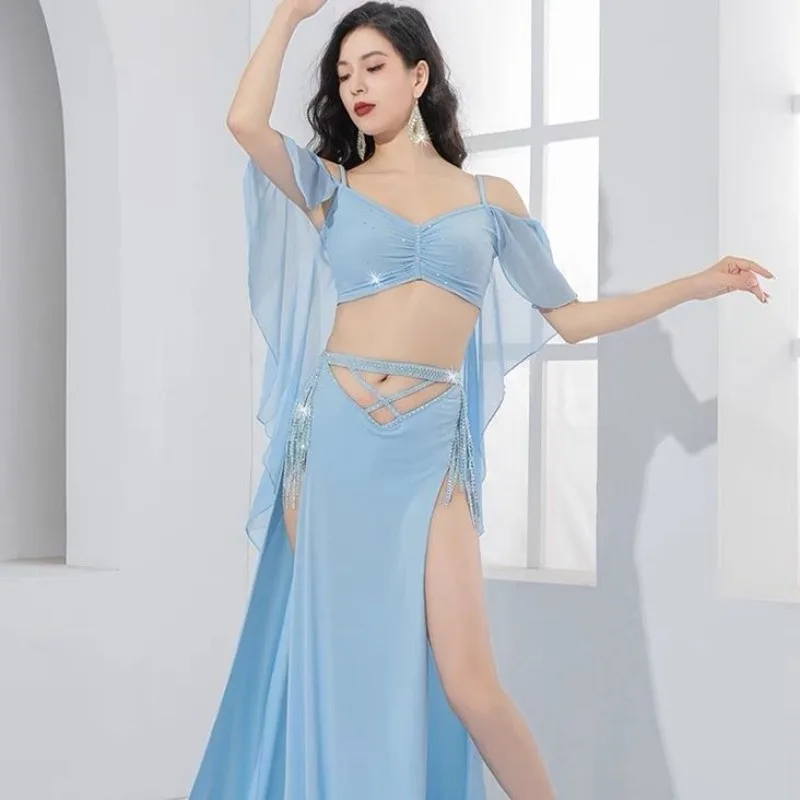 

Elegant Belly Dance Performance Costume Set for Women Shimmy Tassel Top+long Fringe Skirt Belly Dancing Wear Outfit for Girl's