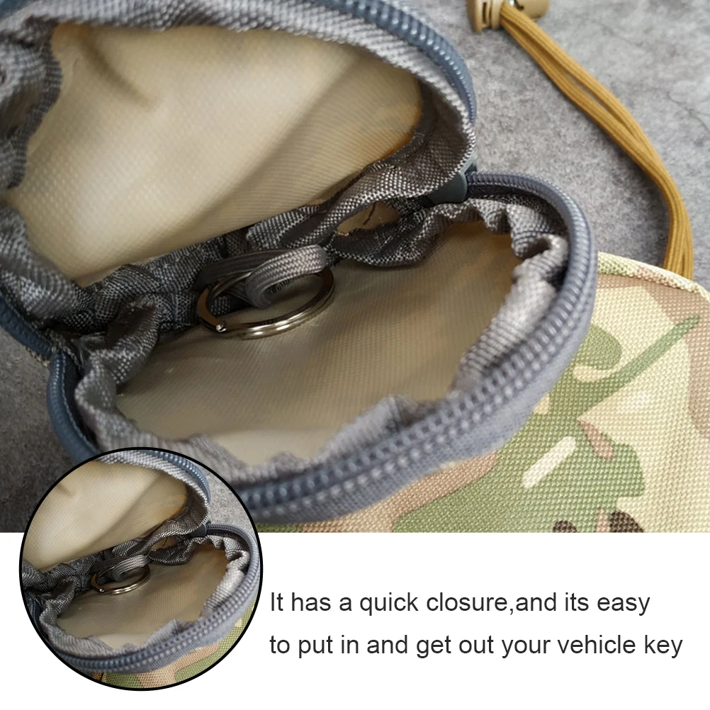 

Tactical Bag Durable Quick Closure Car Key Case Anti Theft Zipper Storage Nylon Purse Portable Key Holder Hunting