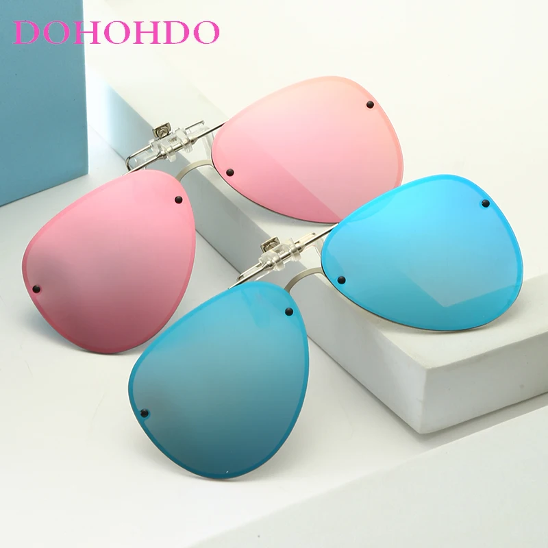 Men Polarizing Clips Sunglasses Women Flip Up Metal Pilot Driver Goggles Night Vision Glasses Anti Glare Vintage UV Sun Glasses