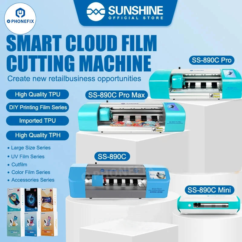 

SUNSHINE SS-890C Pro Max Intelligent Hydrogel Film Cutting Machine, SS-057A Back and Front Film Cuts, Screen Protective Films