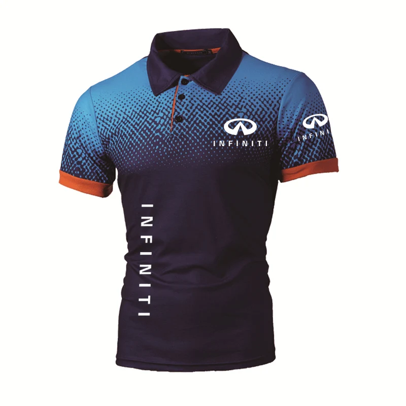 

Summer Men's Polo Shirt Infiniti Car Logo Print High Quality Short Sleeves Man Harajuku Classic Tops Racing Motorcycle Racer