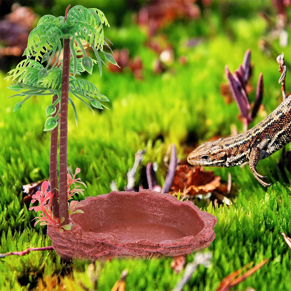 

2Pcs Resin Reptile Bowls Perfect Size for Feeding Lizards Snakes Turtles Natural Living Space Decorative Water Dish