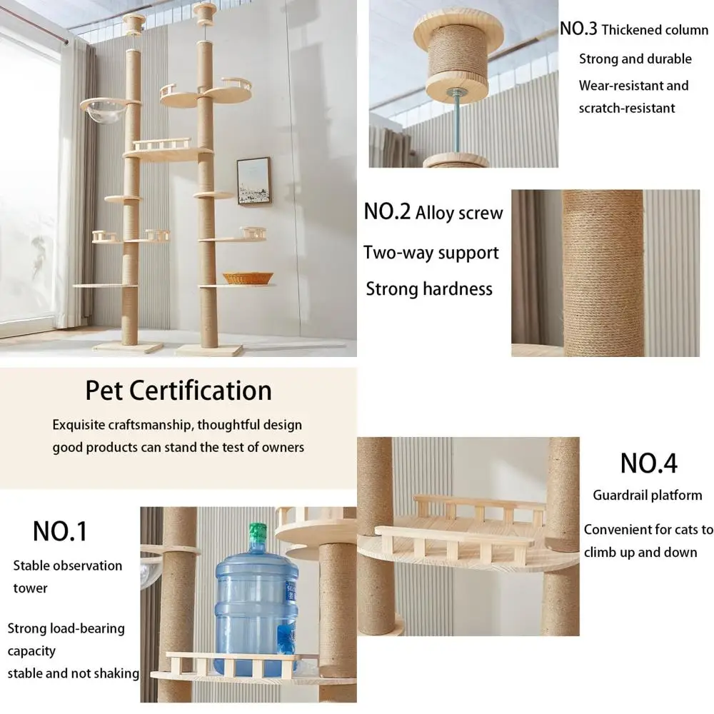 

Вертикальный скалолазание Haven с многоуровневыми платформами и сизалевой веревкой для кошек