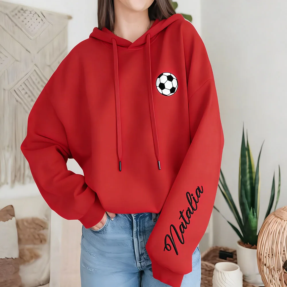 

Personalized Soccer Hoodie Custom Team Name And Number Sweatshirt Unisex Football Fan Apparel Comfortable Soft Hooded Top