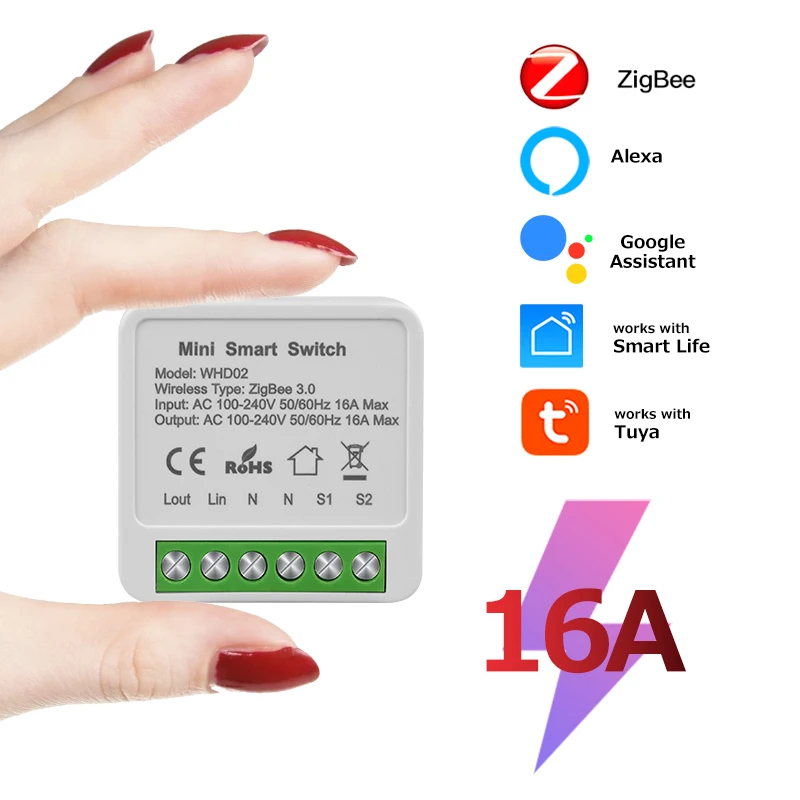 Tuya ZigBee WiFi Smart Switch 2-weg bedieningsonderbrekerrelais 220V 110V 16A Smart Life APP Spraakbesturing met Alexa Google Home