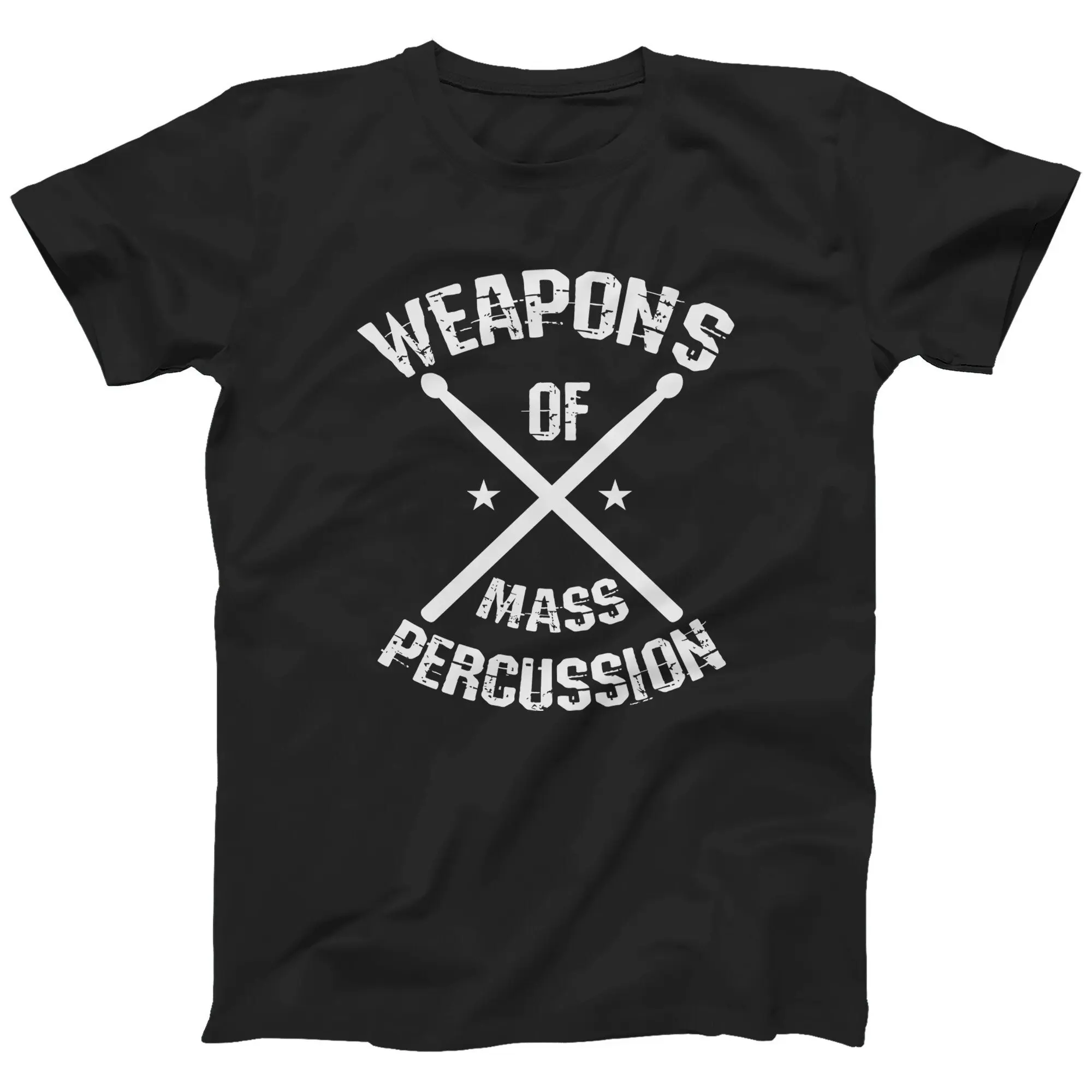 Drummer Men's Funny Weapons of Mass Percussion T-Shirt | Percussion Percussionist Rock Band Funny Gift Idea | Also in Plus Sizes