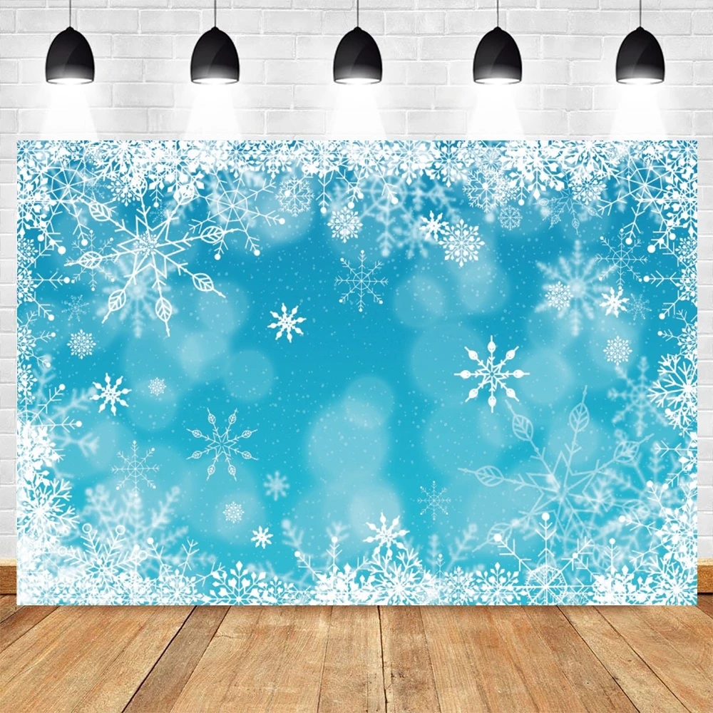 Winter Snowflake Portrait Backdrop Photography Blue and White Christmas Home Decoration Background Photozone Photo Studio Props