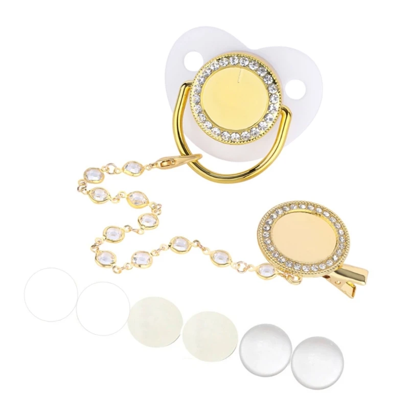 1 Set Heat Transfer Printing Baby Pacifier DIY Rhinestones Silicone Nipple