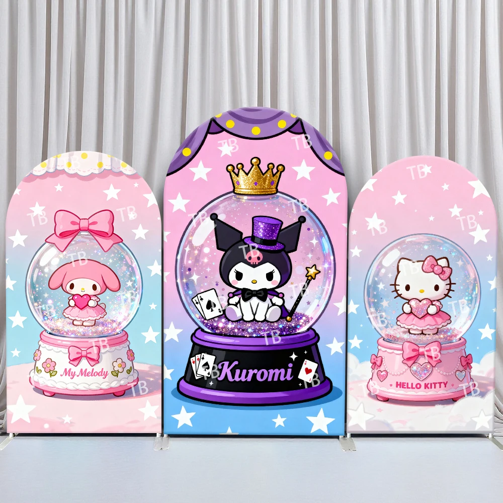 

Sanrio Characters Snow Globe Style Arch Backdrop Cover Magical Festive Scene For Kids Birthday Baby Shower Photo Booth