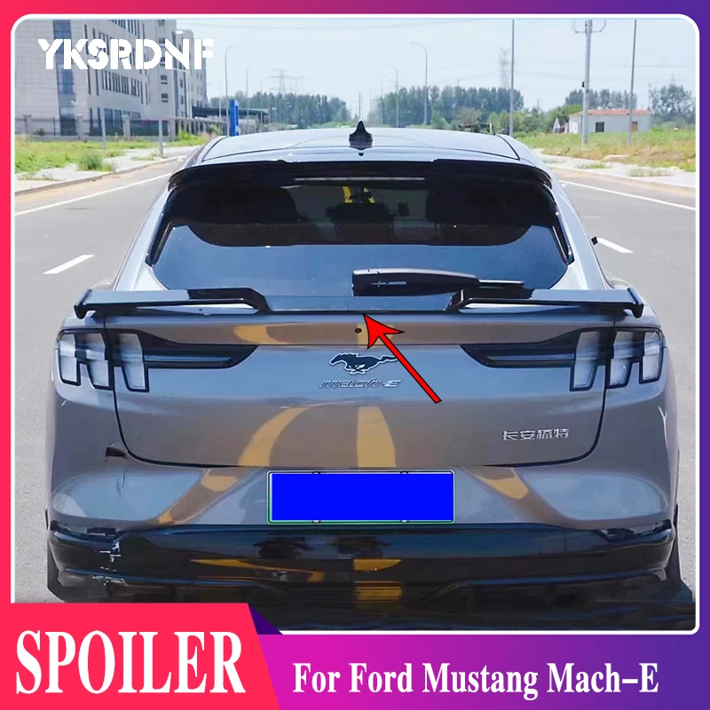 For Ford Mustang Mach-E 2021-Up Car Spoiler ABS Material Carbon Fiber Look Car Styling Car Accessories Rear Trunk Spoiler