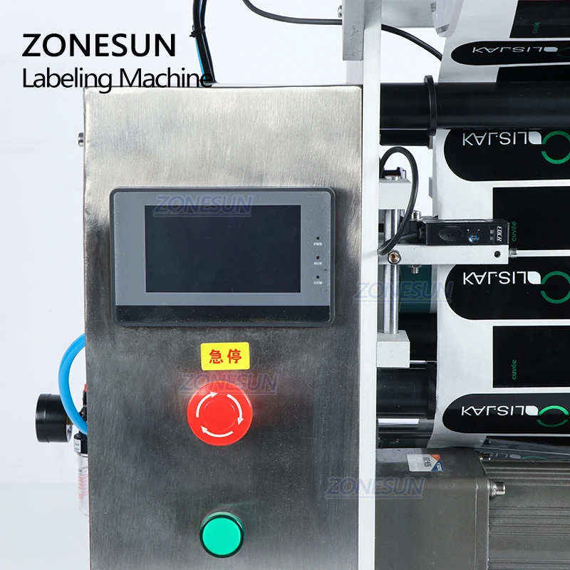 ZONESUN Desktop semiautomatico bevanda rotonda bottiglia di vino doppia etichettatrice etichettatrice etichettatrice