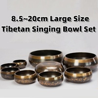 Tibetan Singing Bowl Set 8.5~20CM Size Optional Scripture Bowl Helpful for Meditation Yoga Relaxation Chakra Healing Prayer