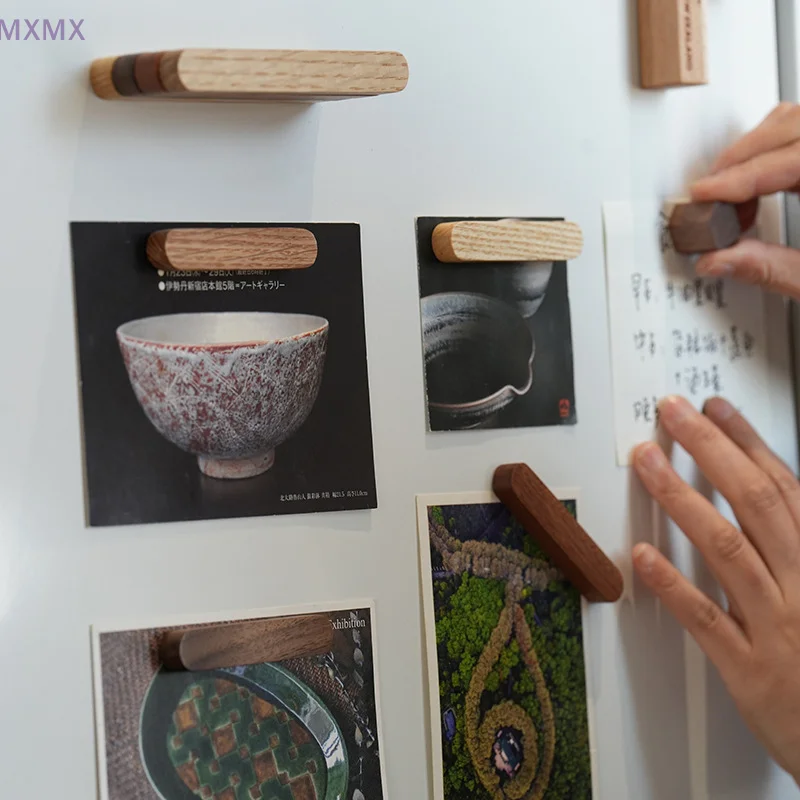 Hexagon/Line Wood Magnetic Stickers For Fridge Home Door Decor Creative Office Message Board Magnets Stickers