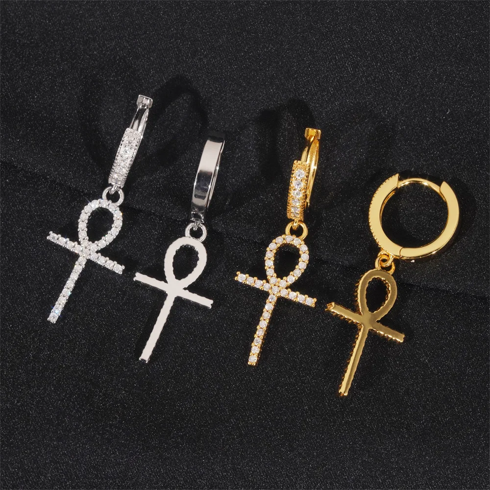 

Новые мужские и женские серьги-крестики, европейские и американские трансграничные серебряные серьги в стиле хип-хоп с инкрустацией S925 цвета D