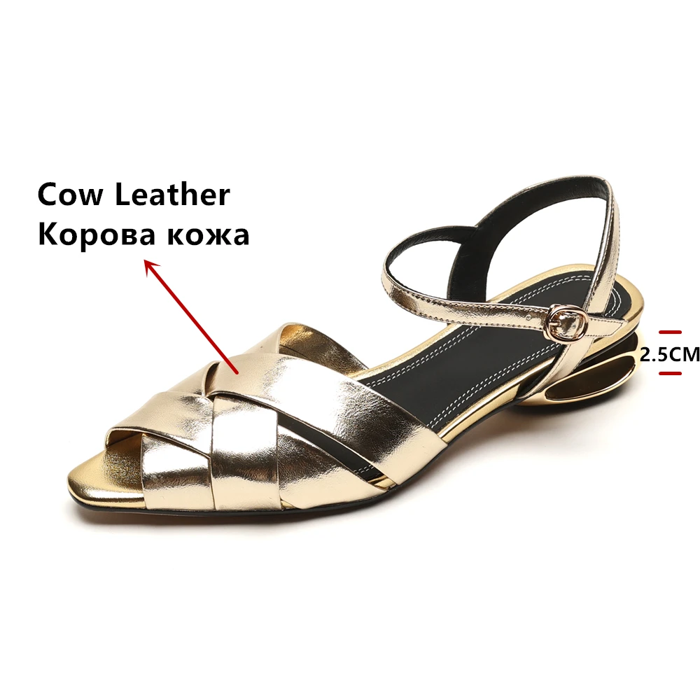 FEDONAS 2024 Women Genuine Leather Sandals High Heels Summer Buckles Gold Sliver Party Wedding Shoes Woman Prom Pumps