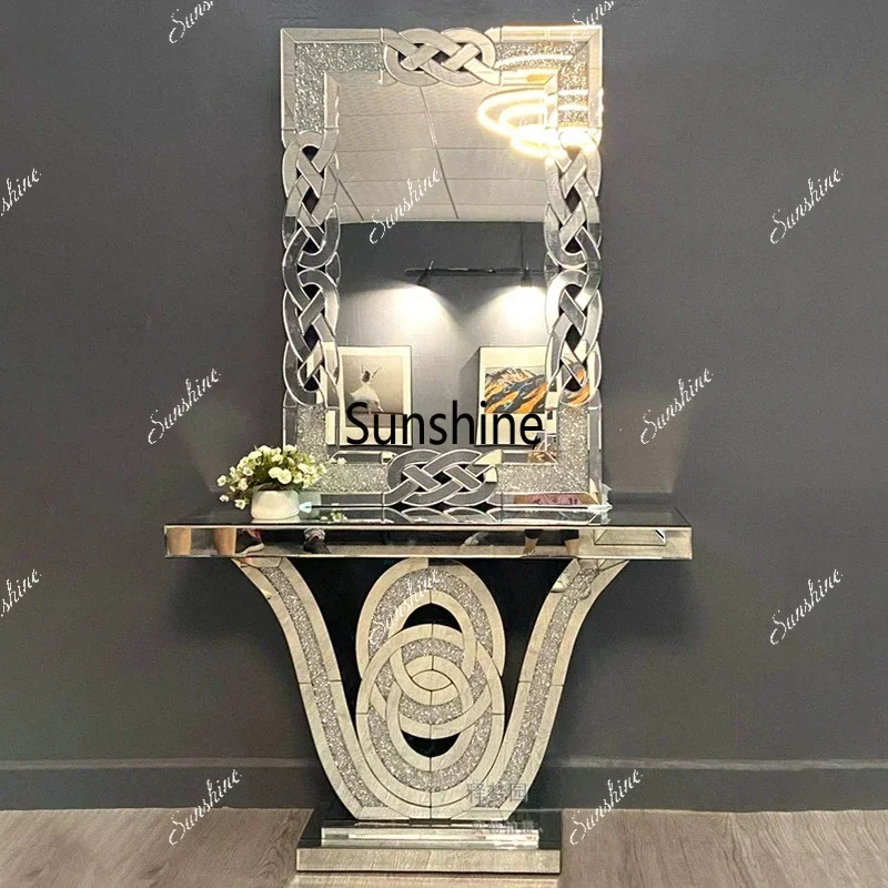 YEuropean-style entryway counter, entrance display rack, decorative cabinet mirror