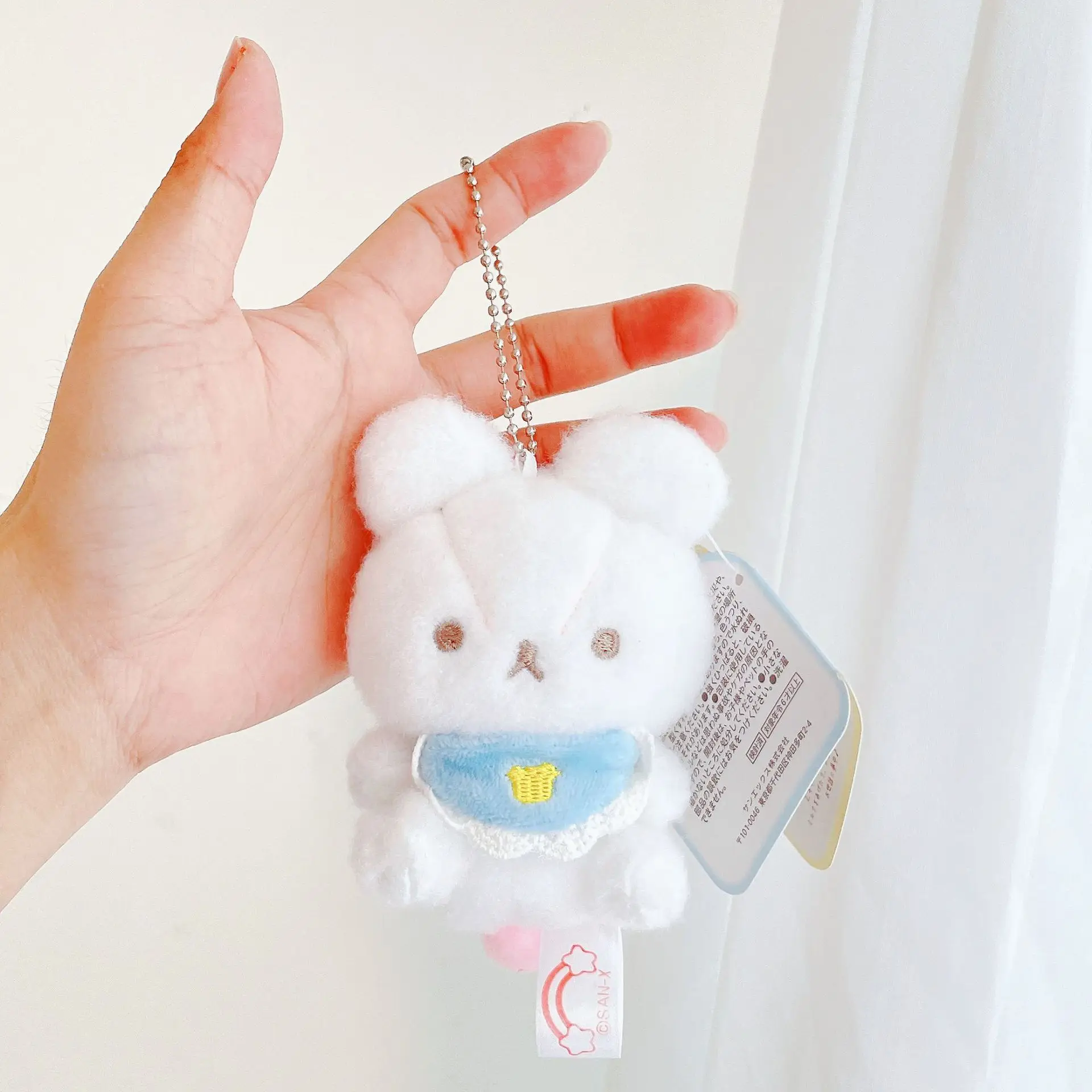 1Pcs New Lovely Fashione Keychain Fun Cute Exquisite Marshmallow Little White Rabbit Pendant Soft Funny Decorate Birthday Gift