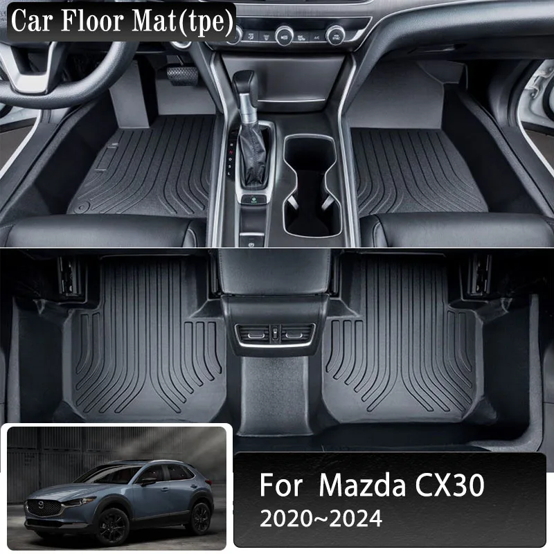 Car Floor Mats For Mazda CX-30 CX 30 CX30 DM 2020 2021 2022 2023 2024 Leather Foot Carpets TPE Pads TPE LHD Rug Auto Accessories