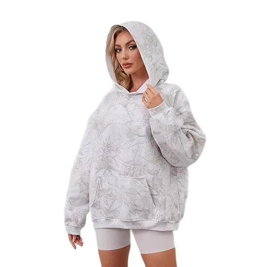 سترة نسائية فضفاضة غير رسمية لخريف وشتاء 2025 بغطاء للرأس مطبوعة شخصية جديدة من أوروبا وأمريكا