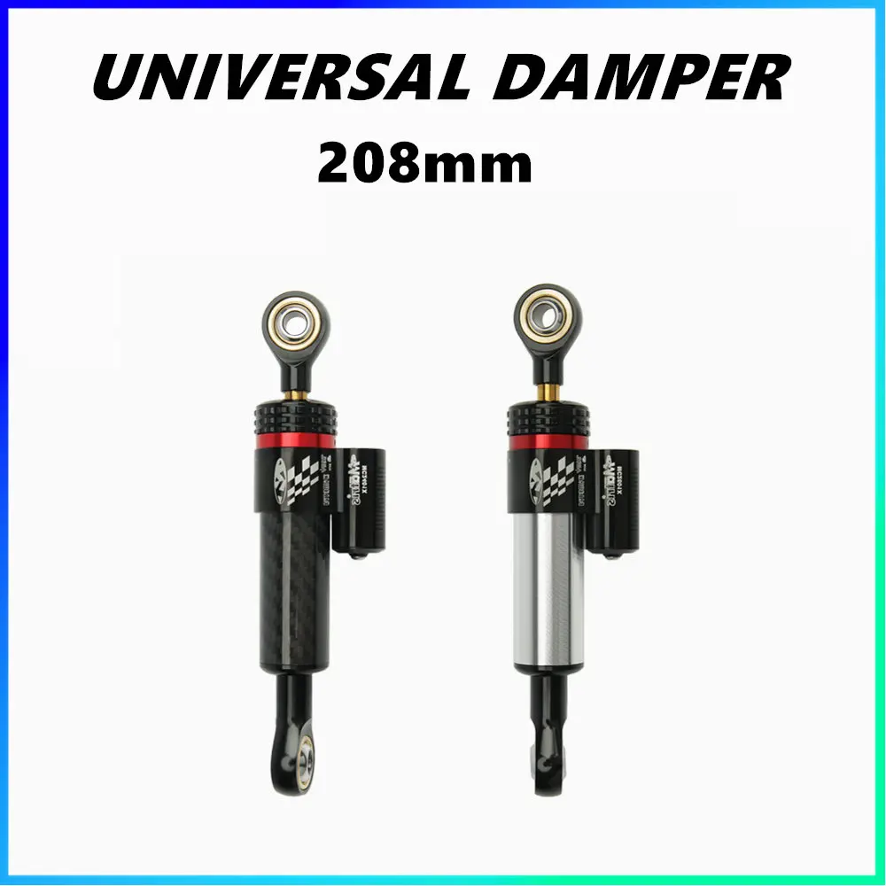 Motorcycle Adjustable Damper Steering Stabiliz 208mm short steering stabilizer Universal Carbon fiber texture Damper